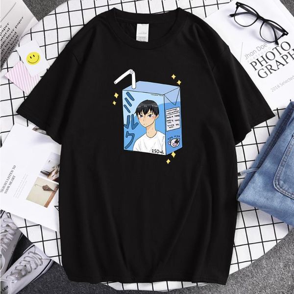men's t-shirts tshirts kageyama milk cute cartoon prints maleoversized brand man t shirts summer breathable clothes short sleeve tee, White;black 
men's t-shirts tshirts kageyama milk cute cartoon prints maleoversized brand man t shirts summer breathable clothes short sleeve tee, White;black