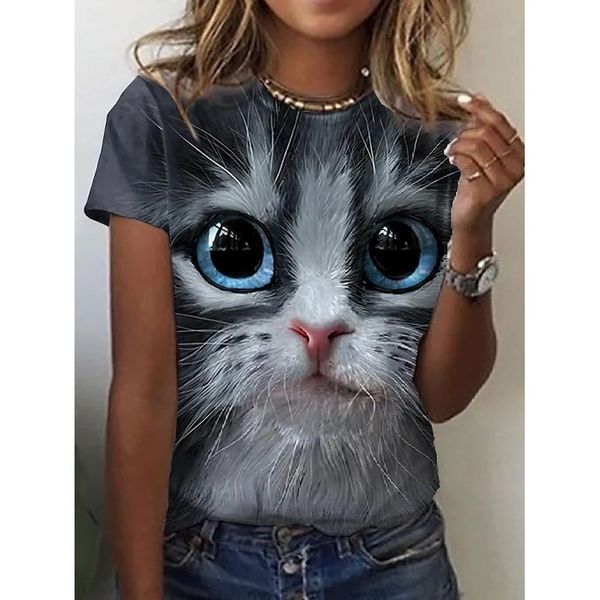 grey cat print women is fashion word 3d printing short slim-fit t-shirt summer casual round neck short short-sleeved t-shirt, White
grey cat print women is fashion word 3d printing short slim-fit t-shirt summer casual round neck short short-sleeved t-shirt, White