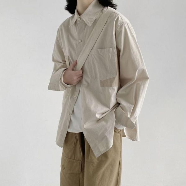 men's casual shirts 2021 spring/autumn japanese vintage shirt men long-sleeved blouse loose fashion male, White;black
men's casual shirts 2021 spring/autumn japanese vintage shirt men long-sleeved blouse loose fashion male, White;black