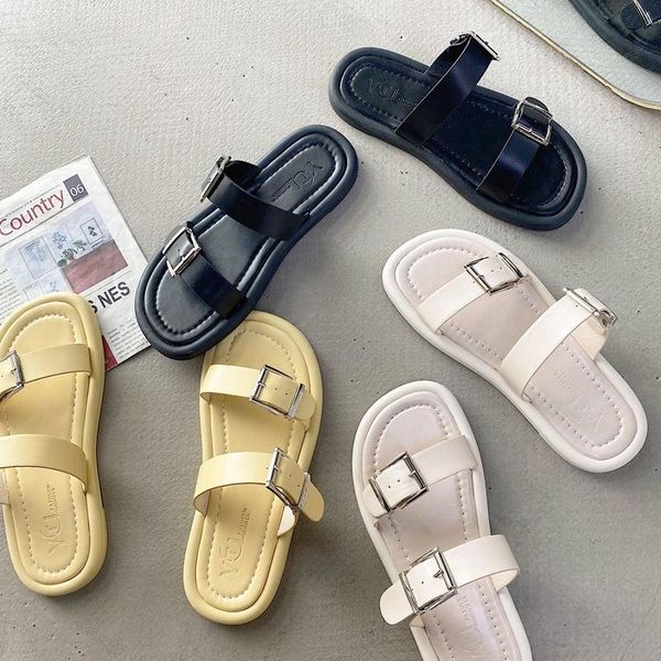 slippers fashion buckle women 2021 summer outdoor casual slides lady round toe retro flat sandals woman concise platform shoes, Black
slippers fashion buckle women 2021 summer outdoor casual slides lady round toe retro flat sandals woman concise platform shoes, Black
