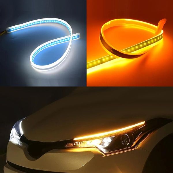 emergency lights flexible car led light strip dual color 30/45/60cm drl auto headlight surface tube lamp daytime turn signal 
emergency lights flexible car led light strip dual color 30/45/60cm drl auto headlight surface tube lamp daytime turn signal