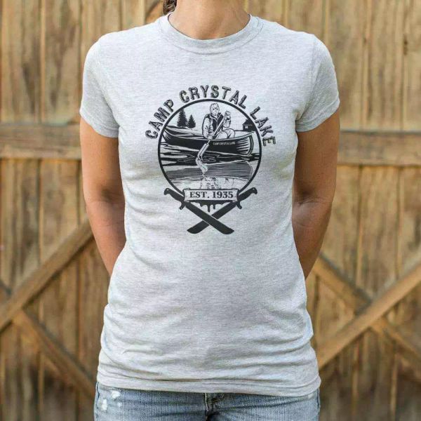 camp crystal lake t-shirt | women's short sleeve top, White;black 
camp crystal lake t-shirt | women's short sleeve top, White;black