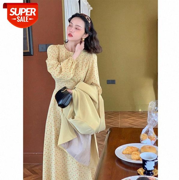 french retro women's chiffon floral dress with waist and thin temperament, long-sleeved mid-length dress, clothing #i655, Black;gray
french retro women's chiffon floral dress with waist and thin temperament, long-sleeved mid-length dress, clothing #i655, Black;gray
