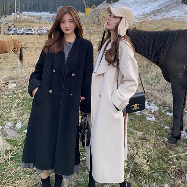 women's wool & blends poetry double-sided cashmere coat female winter long hepburn wind cloth in the design of double-breasted, Black
women's wool & blends poetry double-sided cashmere coat female winter long hepburn wind cloth in the design of double-breasted, Black