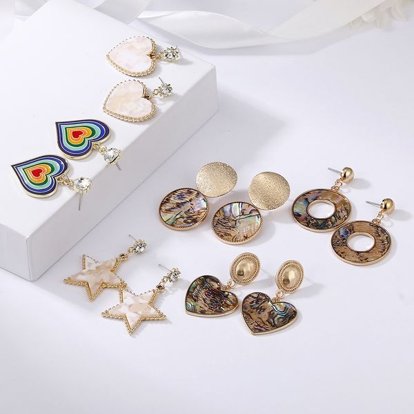 vintage contrast color big love heart resin drop earrings women abalone shell star round geometric dangle earring crystal party jewelry, Silver
vintage contrast color big love heart resin drop earrings women abalone shell star round geometric dangle earring crystal party jewelry, Silver