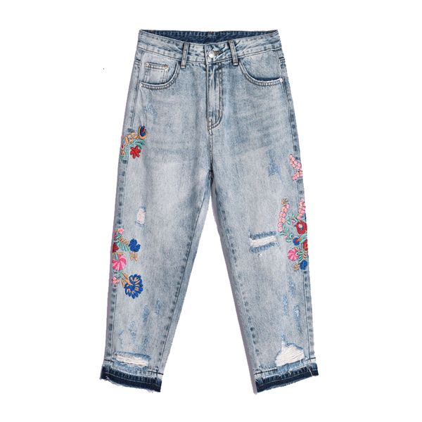 jeans 2021 korean high waist women's brem loose hare vintage casual floral embroidered brim pantalon femme pants, Blue
jeans 2021 korean high waist women's brem loose hare vintage casual floral embroidered brim pantalon femme pants, Blue