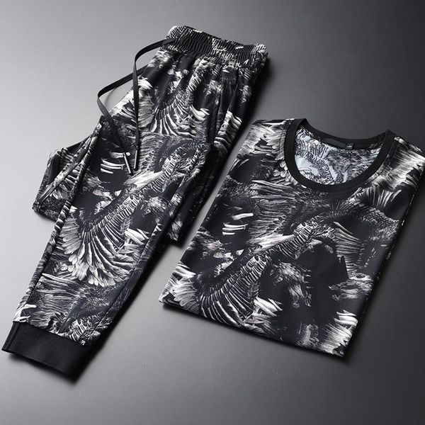 men's tracksuits classic printed man sets (t-shirts+pants) plus size 4xl luxury summer short sleeve men with pants round collar mens, Gray
men's tracksuits classic printed man sets (t-shirts+pants) plus size 4xl luxury summer short sleeve men with pants round collar mens, Gray