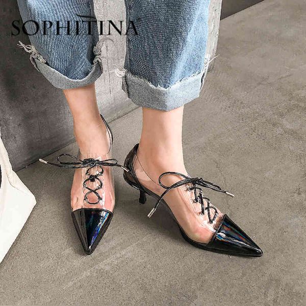 sophitina pumps pointed toe fashion design lace-up thin heels handmade solid special shoes elegant pumps po544 210513, Black
sophitina pumps pointed toe fashion design lace-up thin heels handmade solid special shoes elegant pumps po544 210513, Black
