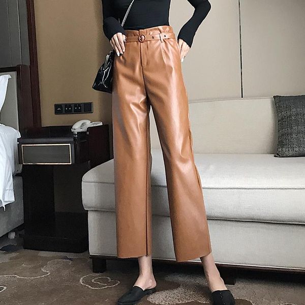 women's pants & capris sashes belted black pu leather women high waist female faux trousers ladies straight femme 2021, Black;white
women's pants & capris sashes belted black pu leather women high waist female faux trousers ladies straight femme 2021, Black;white
