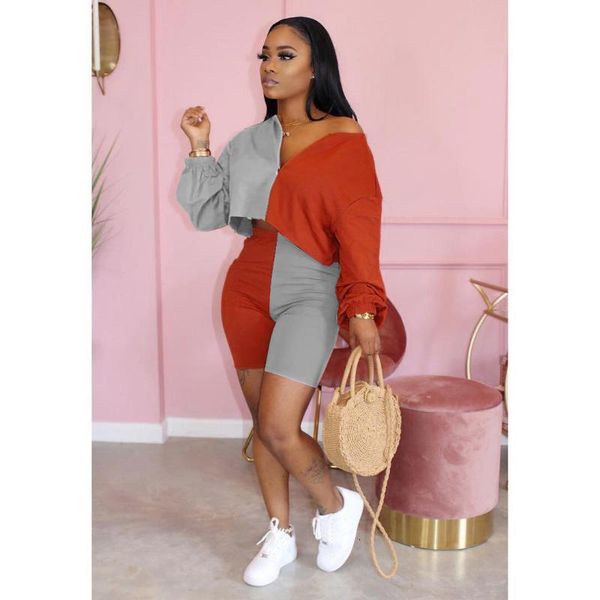 women's tracksuits 7dn8377 summer women street two piece set and splicing v-neck loose shorts pants tracksuit sweatsuit outfits 9wwe, Gray
women's tracksuits 7dn8377 summer women street two piece set and splicing v-neck loose shorts pants tracksuit sweatsuit outfits 9wwe, Gray