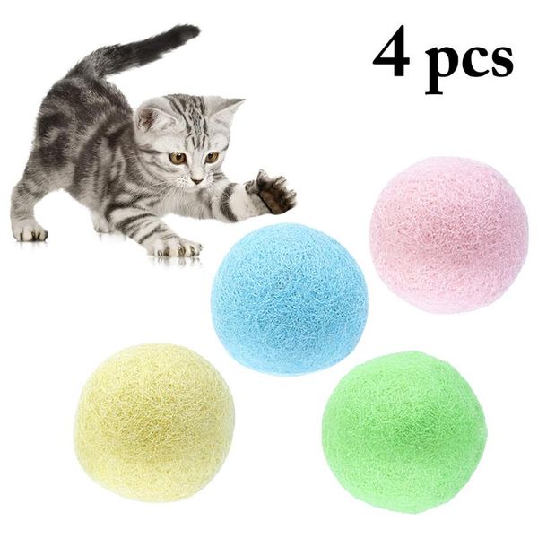 4pcs 2021 pet interactive toy cat supplies bells bouncy ball colorful handmade toys