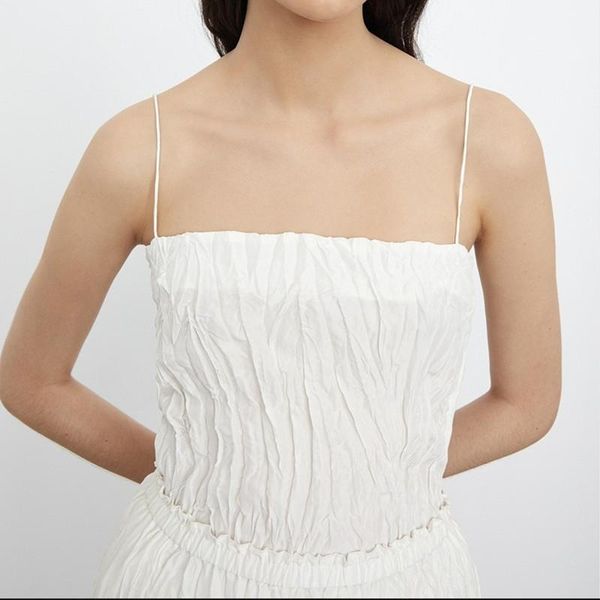 women's tanks & camis women white black pleated silk sleeveless slim ladies 2021 summer
women's tanks & camis women white black pleated silk sleeveless slim ladies 2021 summer