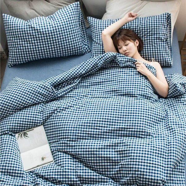 home textile blue lattice duvet cover pillowcase bed sheet simple boy girls bedding sets single double bedlinen
home textile blue lattice duvet cover pillowcase bed sheet simple boy girls bedding sets single double bedlinen
