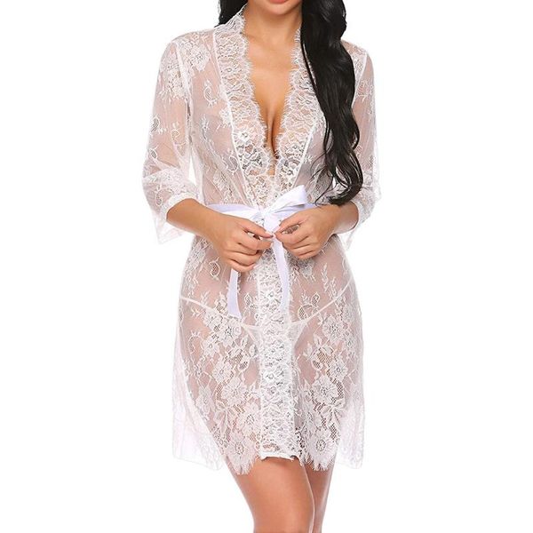 women's sleepwear lace sheer robe women long sleeve hem femme baby dolls bathrobe underwear casual soft nightwear ultra-thin, Black;red
women's sleepwear lace sheer robe women long sleeve hem femme baby dolls bathrobe underwear casual soft nightwear ultra-thin, Black;red