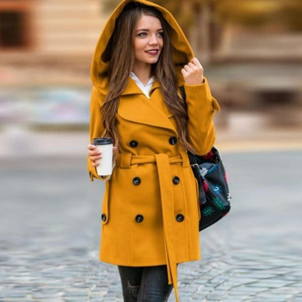 women's wool & blends 2021 spring and autumn women overcoat double breast with hooded belt slim fitting female causl jacket streerwear, Black
women's wool & blends 2021 spring and autumn women overcoat double breast with hooded belt slim fitting female causl jacket streerwear, Black