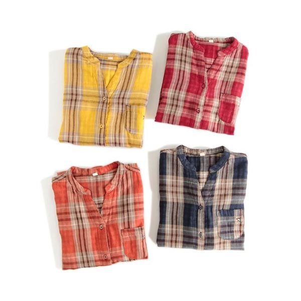women's blouses & shirts summer women loose plus size plaid sustainable natural fabric comfortable water washed double layer cotton voi, White
women's blouses & shirts summer women loose plus size plaid sustainable natural fabric comfortable water washed double layer cotton voi, White