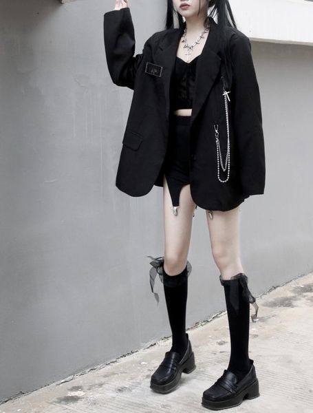 women's trench coats spring women harajuku punk style black loose chain splicing coat casual fashion gothic long sleeve outwear streetw, Tan;black
women's trench coats spring women harajuku punk style black loose chain splicing coat casual fashion gothic long sleeve outwear streetw, Tan;black