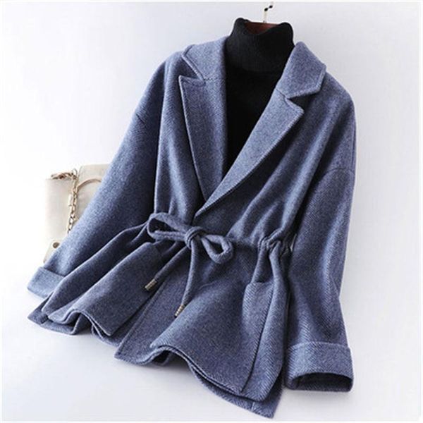 women's suits & blazers fashion plaid woolen coat female loose waist casual women, White;black
women's suits & blazers fashion plaid woolen coat female loose waist casual women, White;black