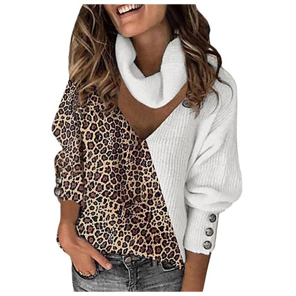 women's sweaters autumn and winter sweater loose casual leopard print color matching temperament v-neck button type hollow knit, White;black
women's sweaters autumn and winter sweater loose casual leopard print color matching temperament v-neck button type hollow knit, White;black