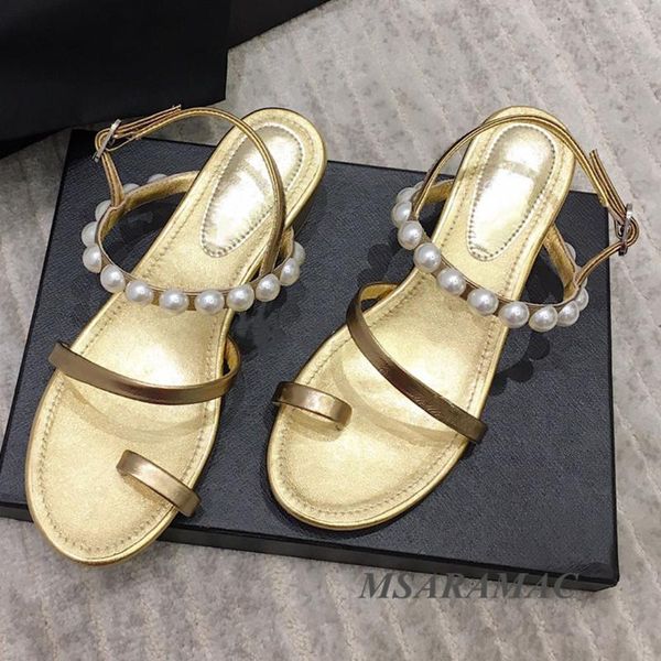 sandals fashion gold belt inlaid pearl flip flops leather women's thick heel summer high-quality party shoes, Black
sandals fashion gold belt inlaid pearl flip flops leather women's thick heel summer high-quality party shoes, Black