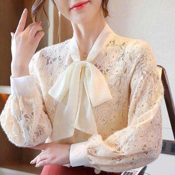 women's & blusas mujer de moda bow v-neck hollow out lace blouse shirt long sleeve women blouses shirts blusa d504, White
women's & blusas mujer de moda bow v-neck hollow out lace blouse shirt long sleeve women blouses shirts blusa d504, White