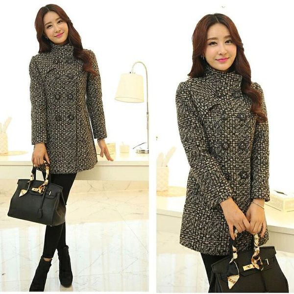 autumn winter female middle long mother women jacket wool coat plaid woolen women's & blends, Black
autumn winter female middle long mother women jacket wool coat plaid woolen women's & blends, Black