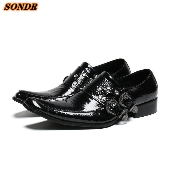 dress shoes fashion genuine leather metal buckle men's rivet formal wedding office man pointed toe business zapatos hombre, Black
dress shoes fashion genuine leather metal buckle men's rivet formal wedding office man pointed toe business zapatos hombre, Black