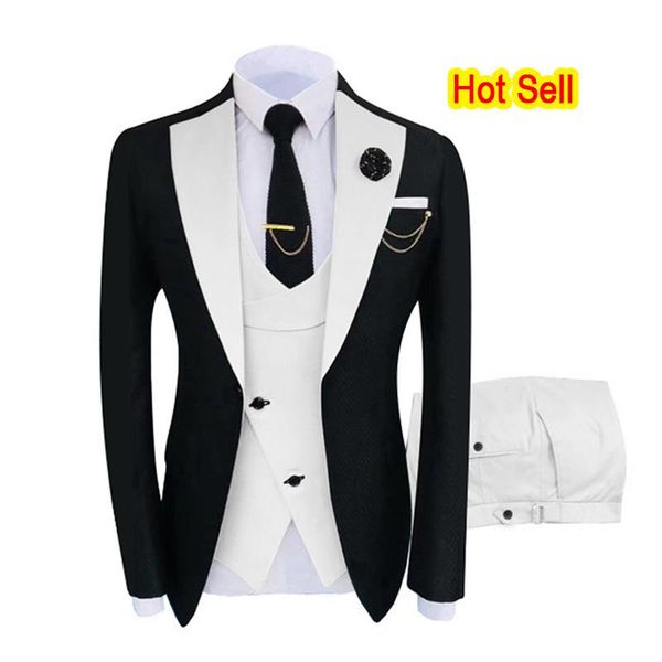 men's suits & blazers man fashion party stage groomsmen costume homme mariage clothing tuxedo groom suit for wedding 3 piece men, White;black
men's suits & blazers man fashion party stage groomsmen costume homme mariage clothing tuxedo groom suit for wedding 3 piece men, White;black