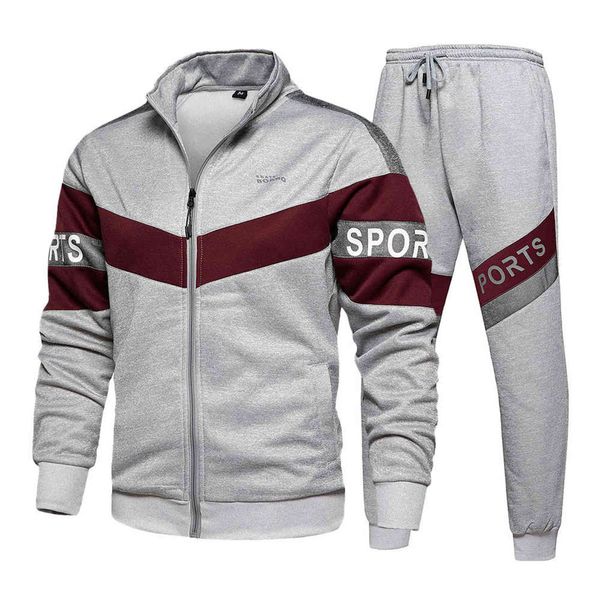 new men's casual stitching tracksuit autumn running 2 pieces sport set men long sleeve zipper sweatshirt sets winter gym clothes, Gray
new men's casual stitching tracksuit autumn running 2 pieces sport set men long sleeve zipper sweatshirt sets winter gym clothes, Gray