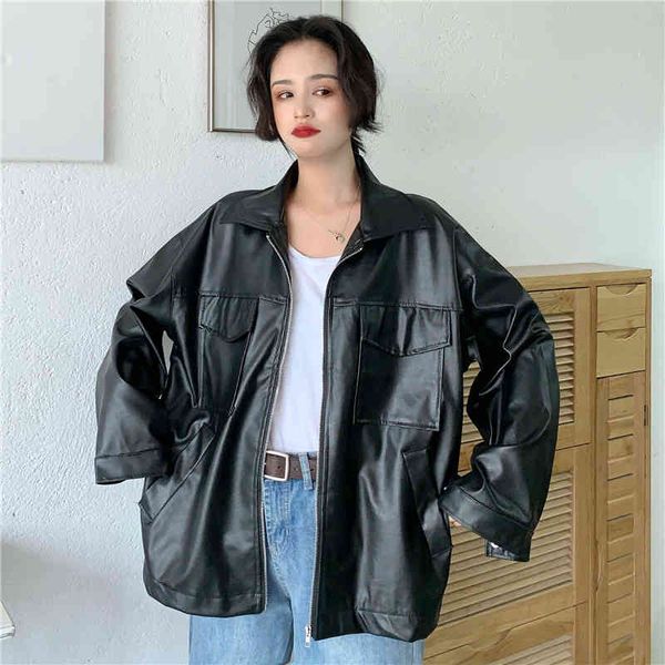 women's leather & faux vintage black moto jacket outerwear korean chic pu biker zipper female streetwear spring s eh0x
women's leather & faux vintage black moto jacket outerwear korean chic pu biker zipper female streetwear spring s eh0x
