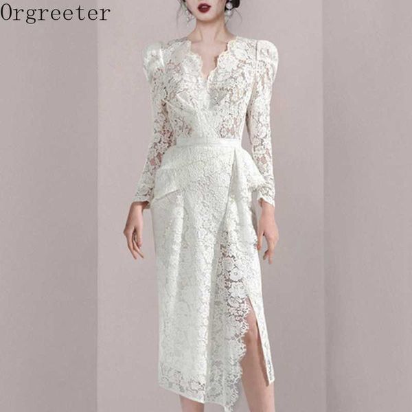 spring fashion ol elegant white lace dress runway v neck puff sleeve ruffles bodycon split party midi women robe 210525, Black;gray
spring fashion ol elegant white lace dress runway v neck puff sleeve ruffles bodycon split party midi women robe 210525, Black;gray