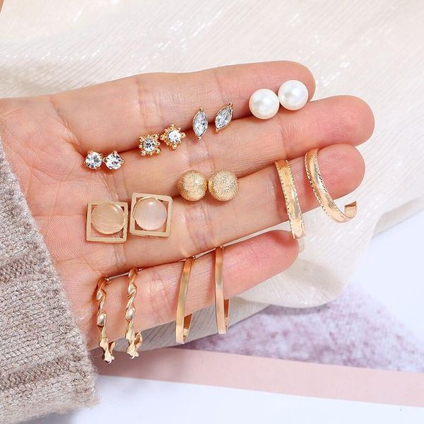 stud 9 pairs fashion bohemian earrings set for women trendy flower round geometric metal earring trend female jewelry, Golden;silver
stud 9 pairs fashion bohemian earrings set for women trendy flower round geometric metal earring trend female jewelry, Golden;silver