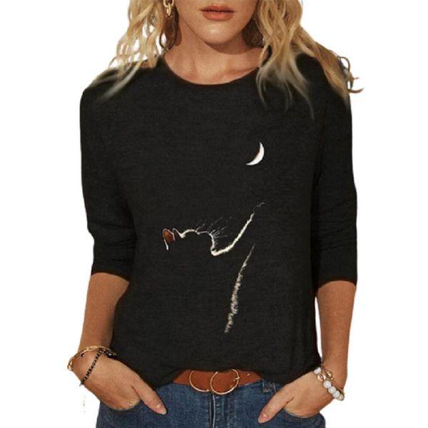 women's blouses & shirts women blouse cat chasing the moon print shirt plus size 5xl casual black long sleeve funny cartoon tees female, White
women's blouses & shirts women blouse cat chasing the moon print shirt plus size 5xl casual black long sleeve funny cartoon tees female, White