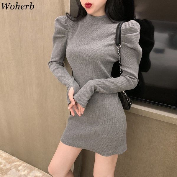 woherb slim bodycon dress for women half turtleneck knit black mini woman dresses chic elegant robe puff sleeve vestidos, Black;gray
woherb slim bodycon dress for women half turtleneck knit black mini woman dresses chic elegant robe puff sleeve vestidos, Black;gray