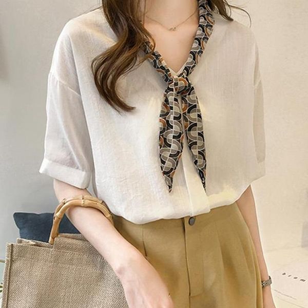 women's blouses & shirts a 2021 summer short sleeve women blouse chiffon fashion tie bow clothing blusas plus size, White
women's blouses & shirts a 2021 summer short sleeve women blouse chiffon fashion tie bow clothing blusas plus size, White