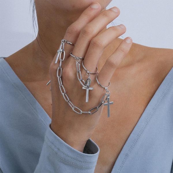 link, chain 3 pcs/set punk cross knuckle rings with link tassel finger ring for women men teens girls jewelry gifts 85af, Black
link, chain 3 pcs/set punk cross knuckle rings with link tassel finger ring for women men teens girls jewelry gifts 85af, Black