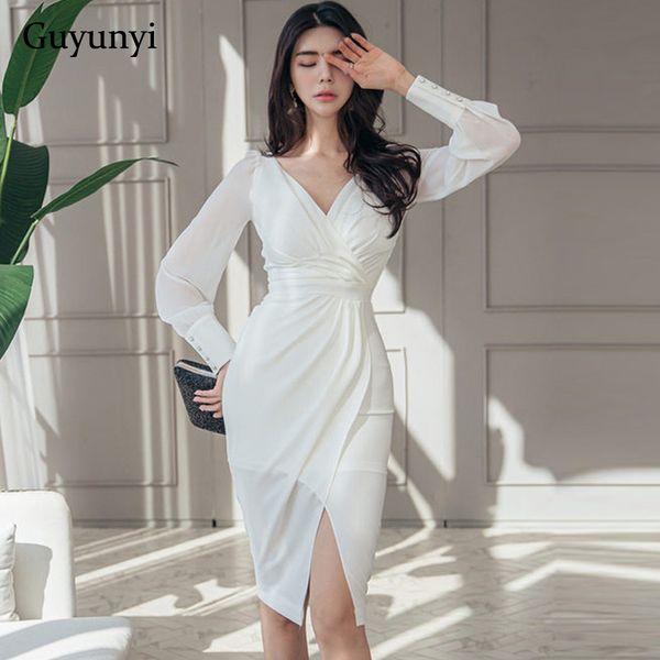 Elegant Party Dress 2021 Spring White Sexy V-Neck Chiffon Long Sleeve Simple Split Hem Temperament High Waist Tight Dress Women, Cx2632
Elegant Party Dress 2021 Spring White Sexy V-Neck Chiffon Long Sleeve Simple Split Hem Temperament High Waist Tight Dress Women, Cx2632
