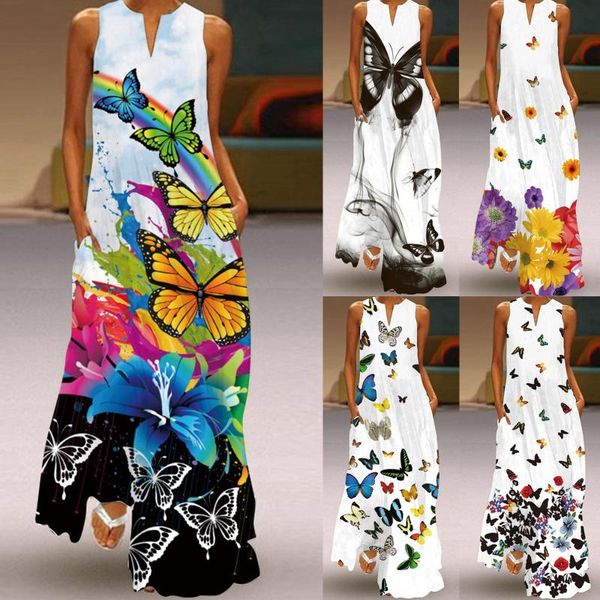 casual dresses summer long dress women sleeveless butterfly print v-neck maxi party with pockets vestidos de mujer, Black;gray
casual dresses summer long dress women sleeveless butterfly print v-neck maxi party with pockets vestidos de mujer, Black;gray