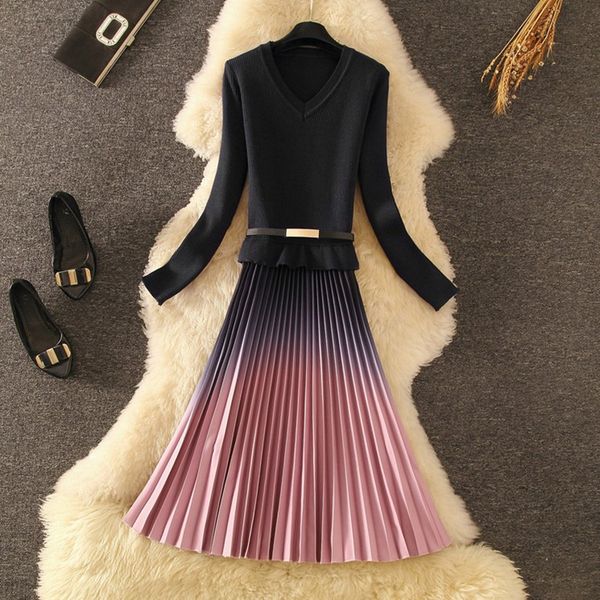 casual dresses women autumn knitted long ribbed elegant midi bodycon sweater official ladies bandage pleated lejj, Black;gray
casual dresses women autumn knitted long ribbed elegant midi bodycon sweater official ladies bandage pleated lejj, Black;gray