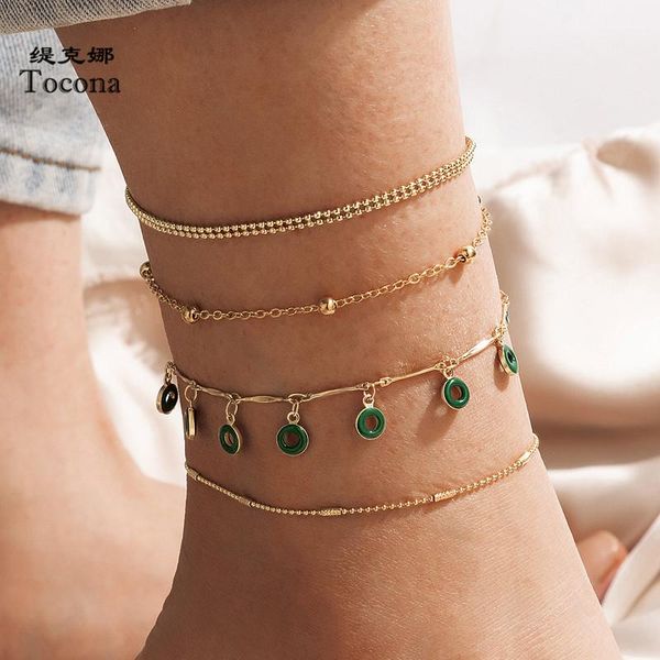 anklets tocona 4pcs/set charms green dripping oil tassel for women trendy gold alloy metal feet chain summer jewelry 17876, Red;blue
anklets tocona 4pcs/set charms green dripping oil tassel for women trendy gold alloy metal feet chain summer jewelry 17876, Red;blue