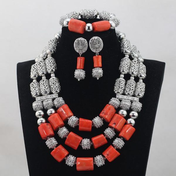 earrings & necklace fashion silver plated occassion quality real coral beads bridal african jewelry sets vintage party abh040
earrings & necklace fashion silver plated occassion quality real coral beads bridal african jewelry sets vintage party abh040