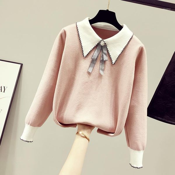 fashion women's sweater autumn cloth outer wear bow kniitted shirt girls students doll collar sweaters jumper, White;black
fashion women's sweater autumn cloth outer wear bow kniitted shirt girls students doll collar sweaters jumper, White;black