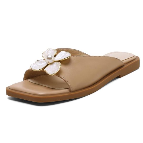 slippers women outside leather ladies flat flower shoes fashion summer slipper apricot beige square toe female slieds m147, Black
slippers women outside leather ladies flat flower shoes fashion summer slipper apricot beige square toe female slieds m147, Black