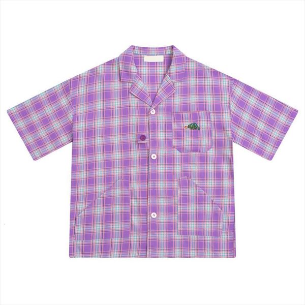 summer loose fashion design purple women blouses plaid printed pockets dinosaur embroidery short sleeve femme shirt top, White
summer loose fashion design purple women blouses plaid printed pockets dinosaur embroidery short sleeve femme shirt top, White