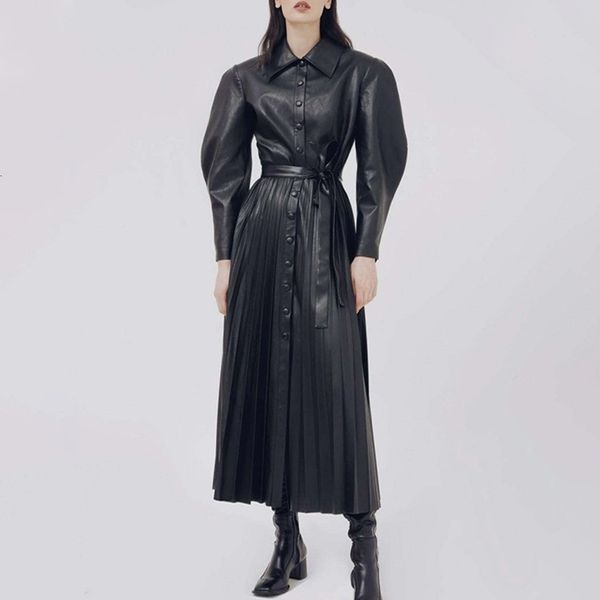 casual dresses women autumn leather high waist sashes tunic pleated midi z8kx, Black;gray
casual dresses women autumn leather high waist sashes tunic pleated midi z8kx, Black;gray