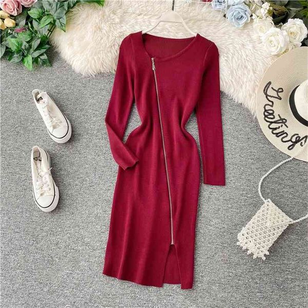zipper knitting midi dress women long sleeve o-neck sheath autumn split knitted es vestidos 210430, Black;gray
zipper knitting midi dress women long sleeve o-neck sheath autumn split knitted es vestidos 210430, Black;gray