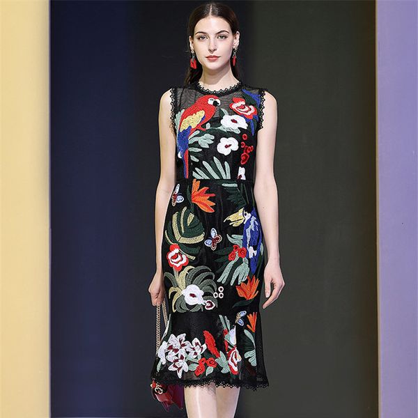 two piece dress high floral quality embroidered birds mesh trumpet dress summer track women's clothes with no sleeves bathrobe women pa, White
two piece dress high floral quality embroidered birds mesh trumpet dress summer track women's clothes with no sleeves bathrobe women pa, White