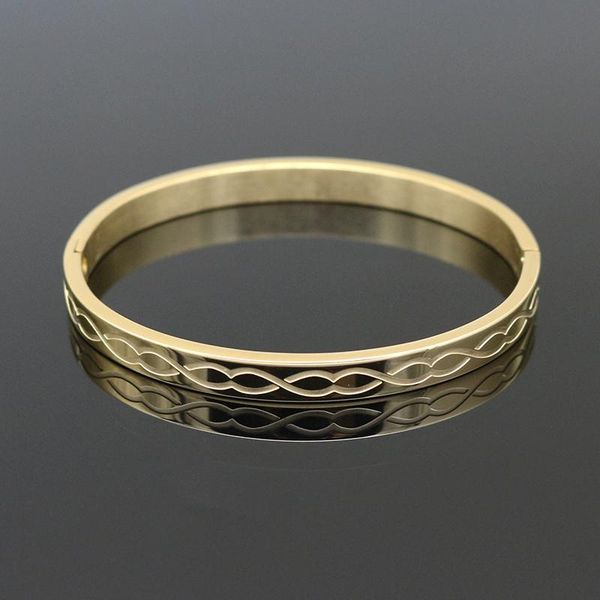 bangle three color fashion stainless steel opening unlimited line style cuff bracelets for women trendy jewelry, Black
bangle three color fashion stainless steel opening unlimited line style cuff bracelets for women trendy jewelry, Black
