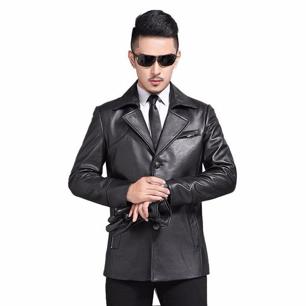 men's leather & faux genuine jacket men spring autumn short real sheepskin coat jackets veste moto homme, Black
men's leather & faux genuine jacket men spring autumn short real sheepskin coat jackets veste moto homme, Black