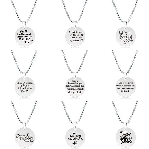 inspiring pendant necklaces stainless steel round inspirational letter pendant-necklaces choker jewelry birthday gift for friends family, Silver
inspiring pendant necklaces stainless steel round inspirational letter pendant-necklaces choker jewelry birthday gift for friends family, Silver